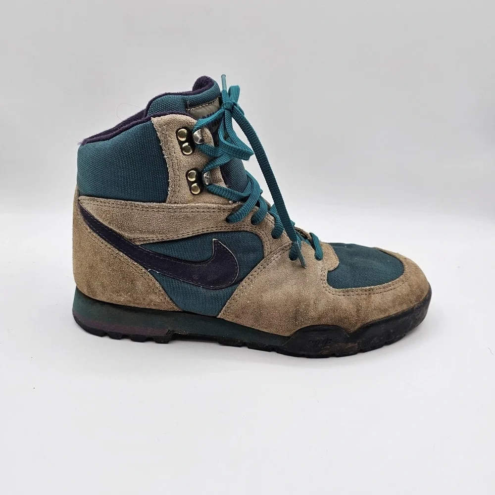 Vintage Nike‎ Caldera Boots Mens Size 8 Brown Teal Suede Hiking Trail Snow 80s